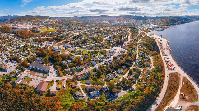 Autumn aerial view of Corner Brook