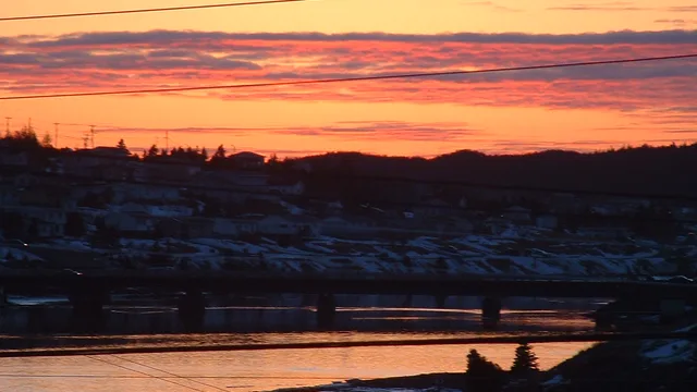 Winter sunset over Marystown harbour and Canning Bridge